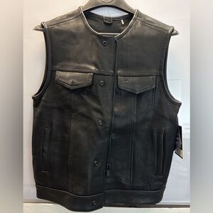 Men's Highside Leather Vest - First MFG Co Classics Platinum Small FIM638CPM